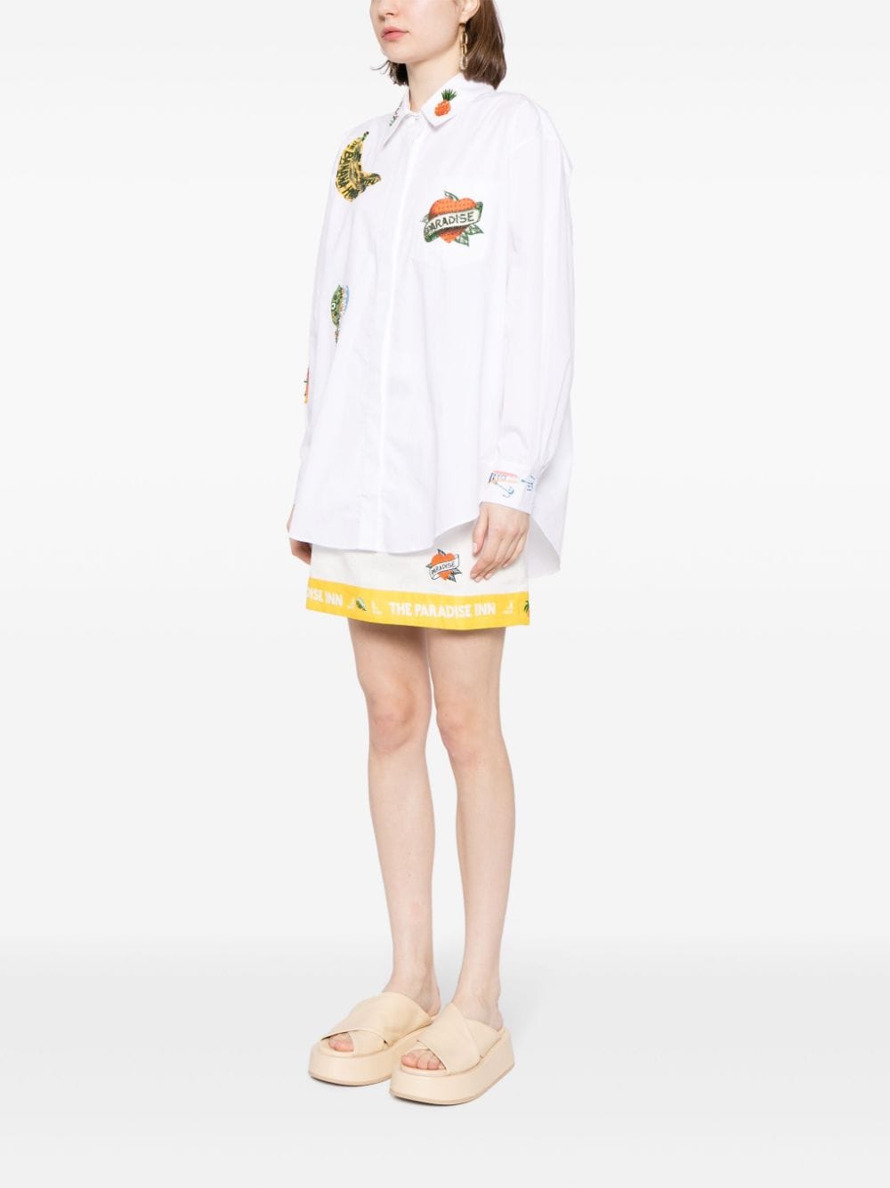 Shop Alemais Embroidered Long-sleeve Shirt In White