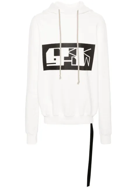 Rick Owens DRKSHDW logo-tape organic cotton hoodie
