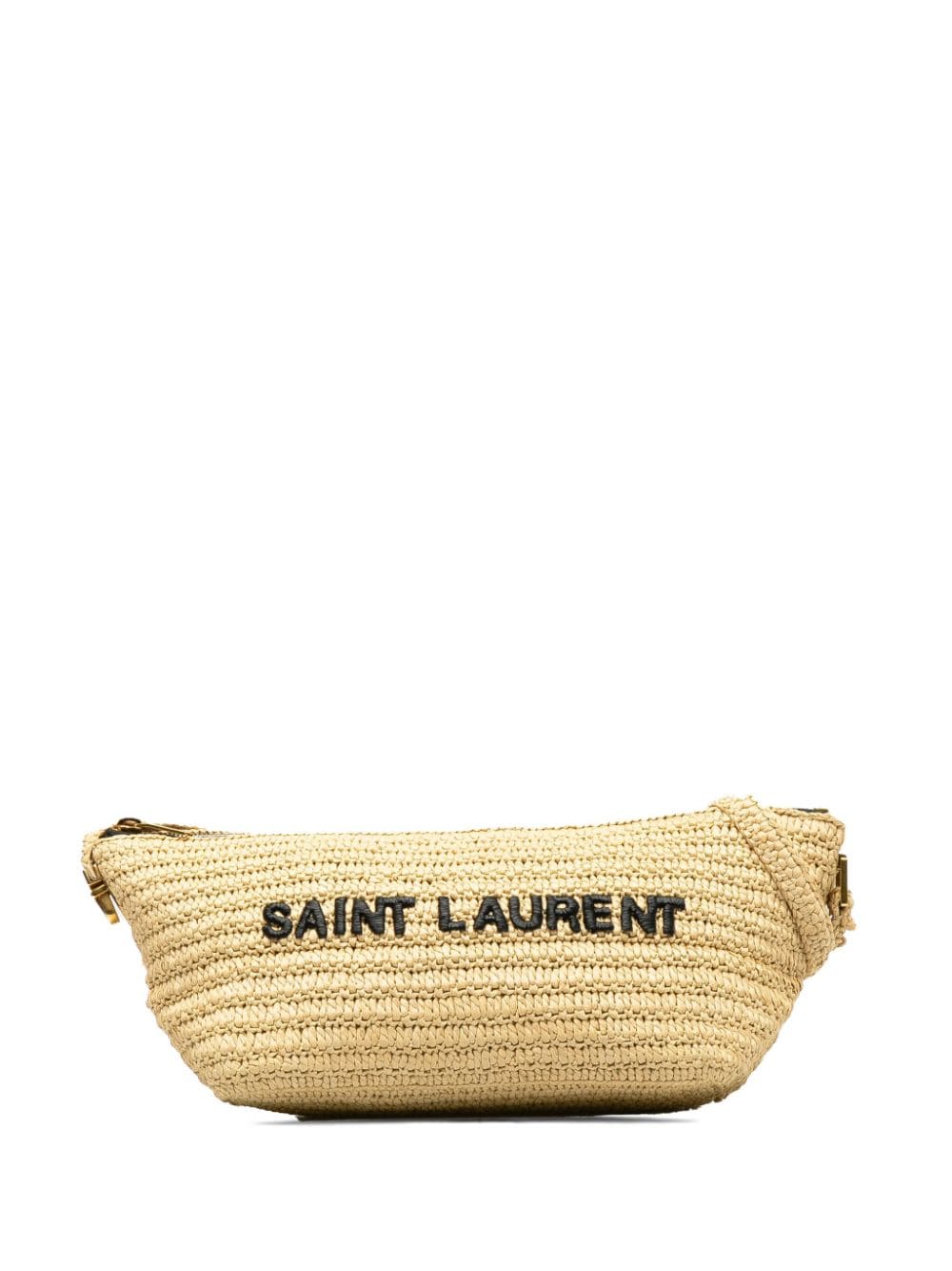 Pre-owned Saint Laurent 2022   Le Raffia Logo Shoulder Bag In Brown