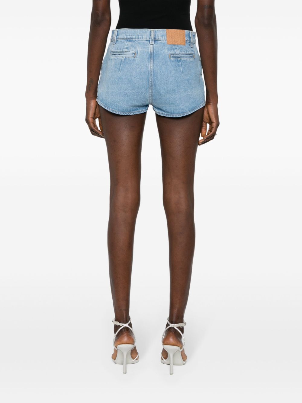 Shop Magda Butrym Washed-denim Mini Shorts In Blue