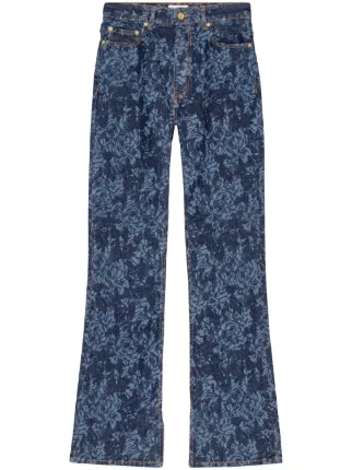 GANNI floral-print Flared Jeans | Blue | FARFETCH UK