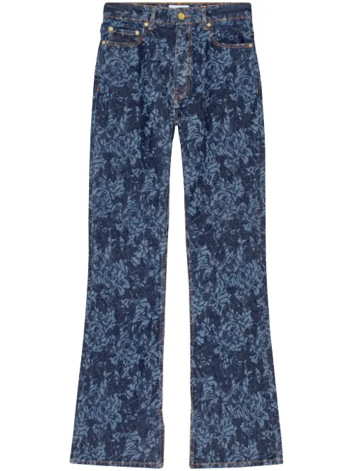 GANNI jean évasé à fleurs - Bleu - GANNI - Modalova