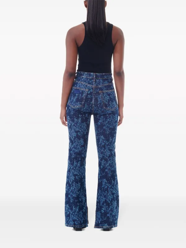 GANNI floral-print Flared Jeans | Blue | FARFETCH
