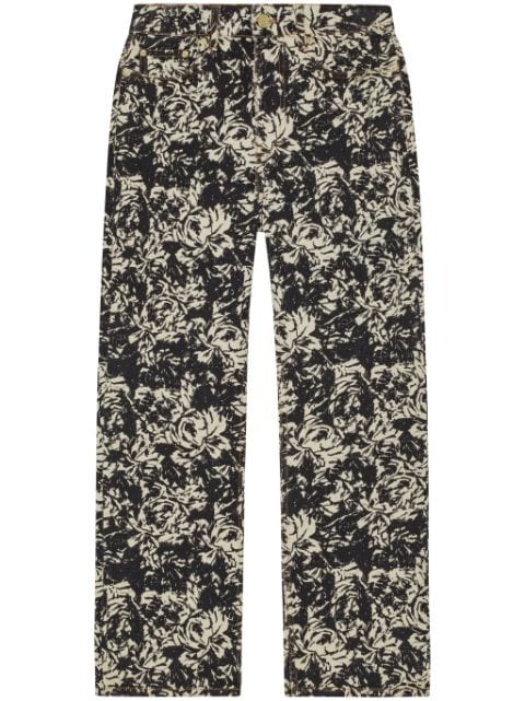 GANNI floral-print flared jeans