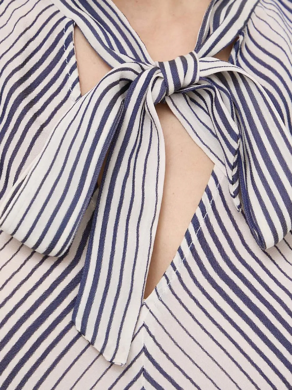 Twinset Striped Tie-neck Blouse In Multi