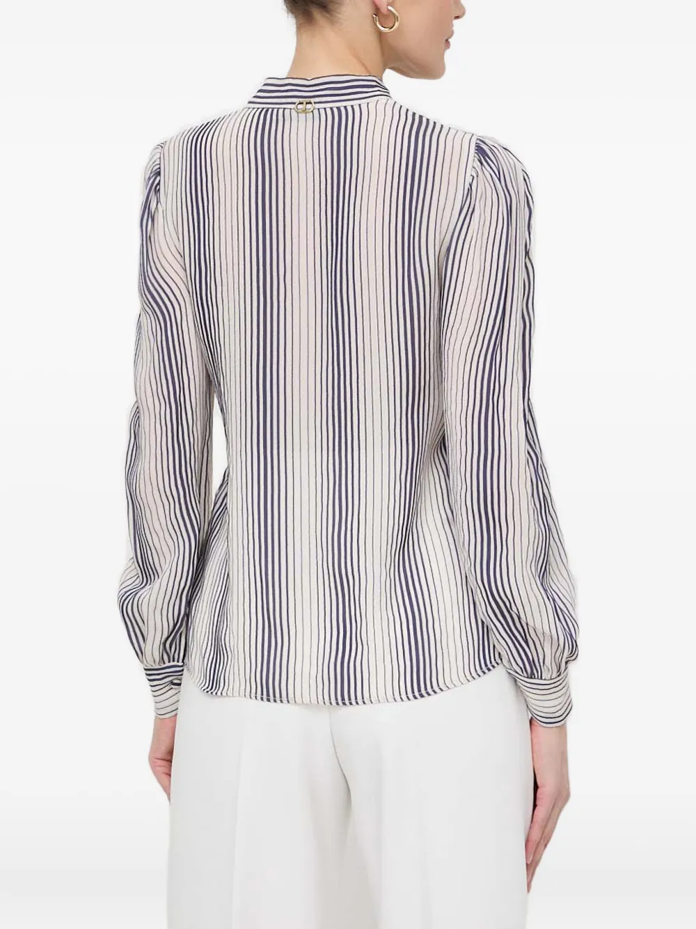 Twinset Striped Tie-neck Blouse In Multi