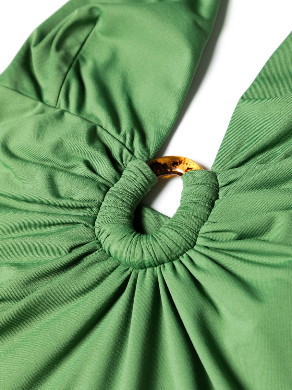 Shop Fisico Ring-embellished Halterneck Swimsuit In Green
