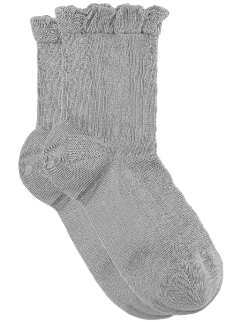 GANNI ruffle-trim organic-cotton socks