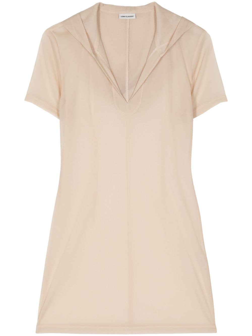 Low Classic Sheer Hooded Top In Neutral