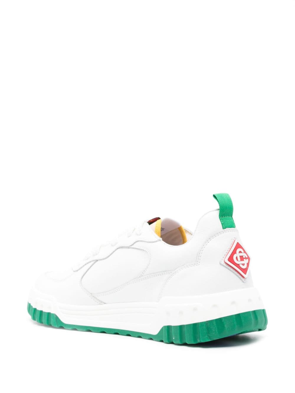 Shop Casablanca Court Leather Sneakers In White