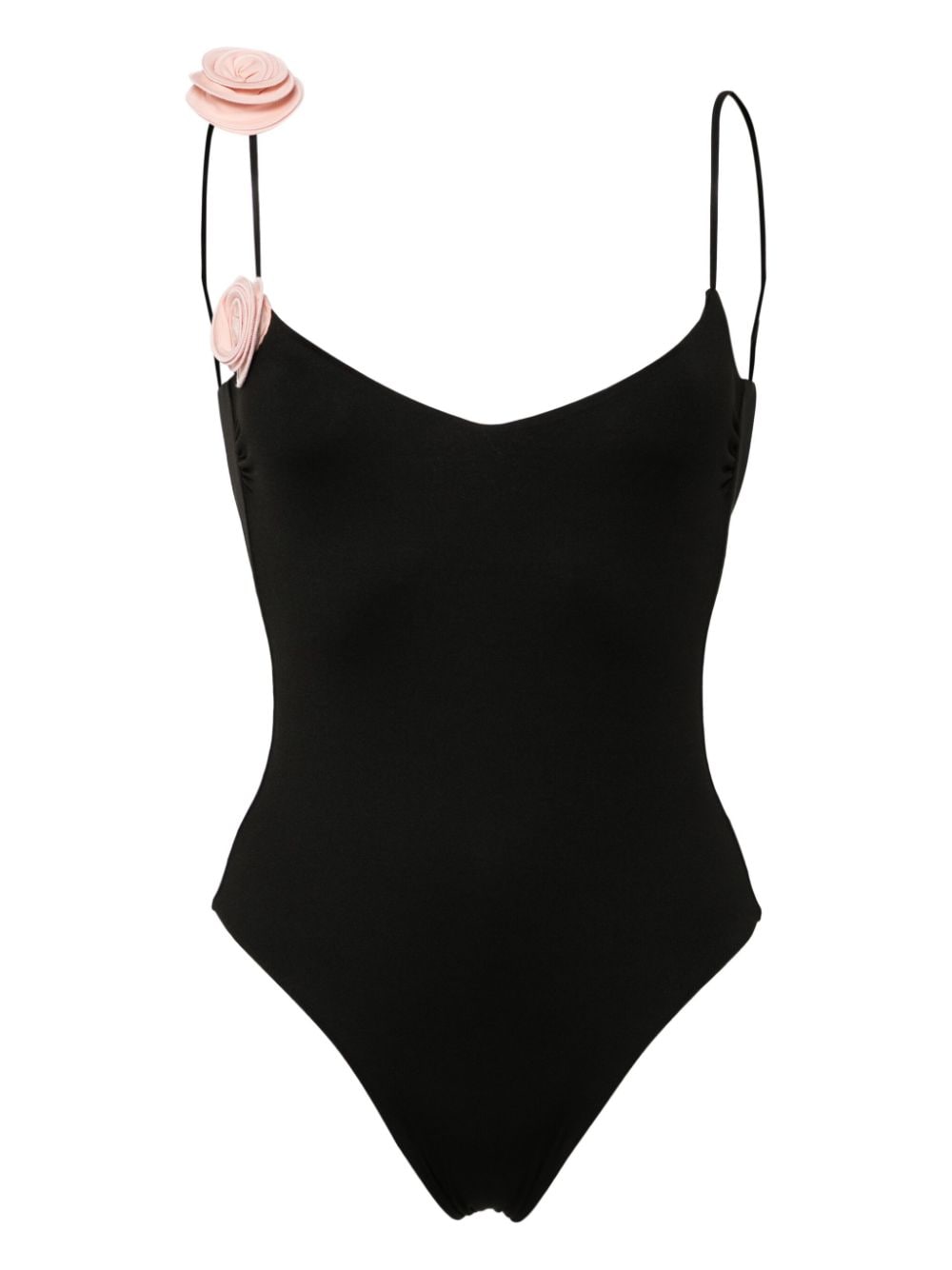 La Reveche Ashar Floral-appliqué Swimsuit In Black
