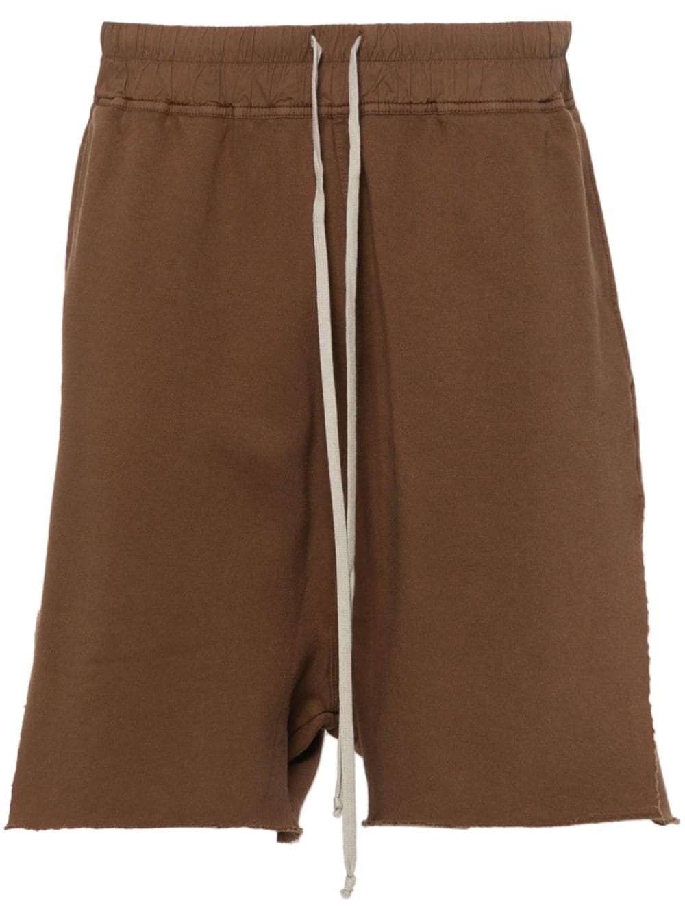 Rick Owens Drkshdw Jersey Trucker Cut Off Shorts In Brown