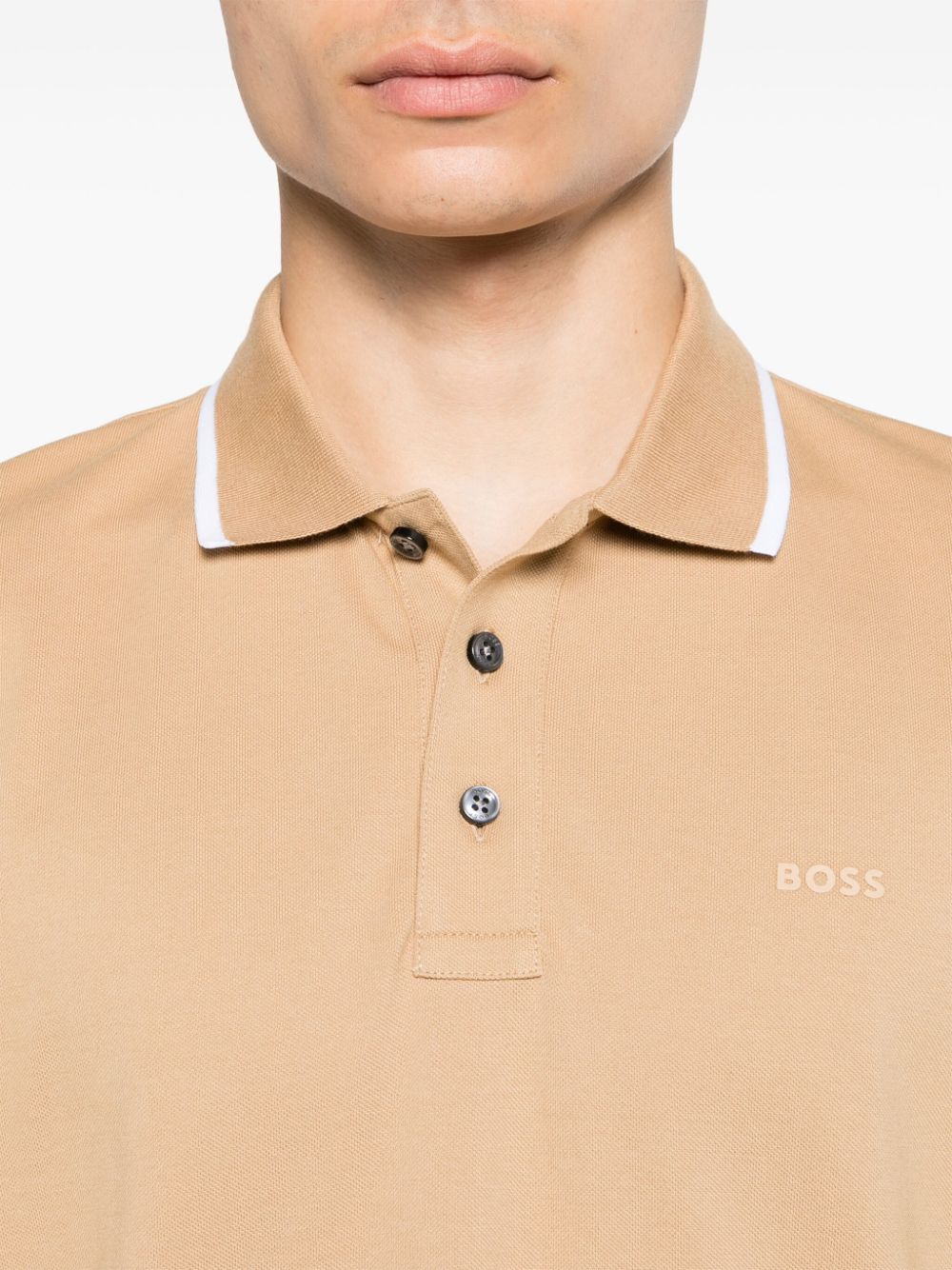 BOSS Poloshirt met geborduurd logo Beige