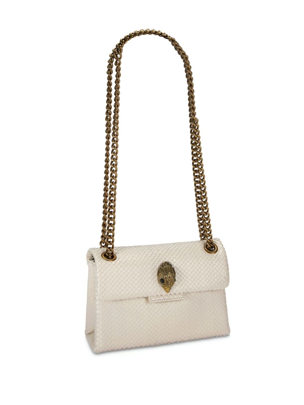 Shop Kurt Geiger Mini Kensington Lizard-skin Shoulder Bag In White