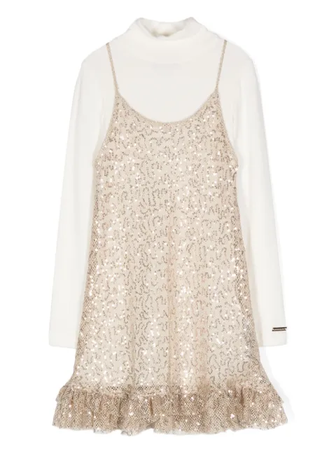 Monnalisa high-neck layered dress