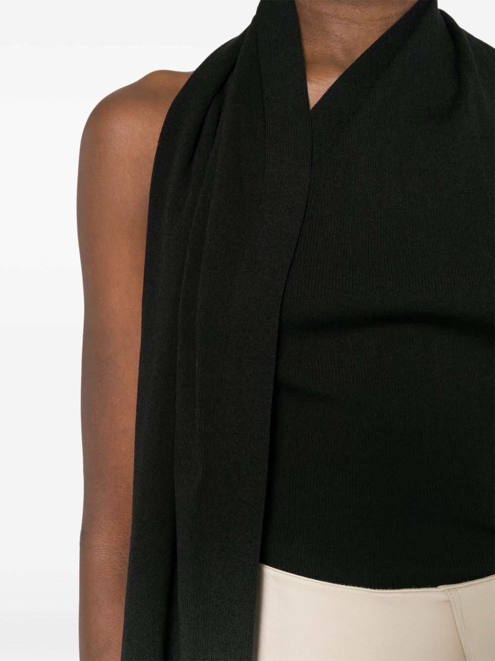 Shop Fendi Halterneck Knitted Top In Black