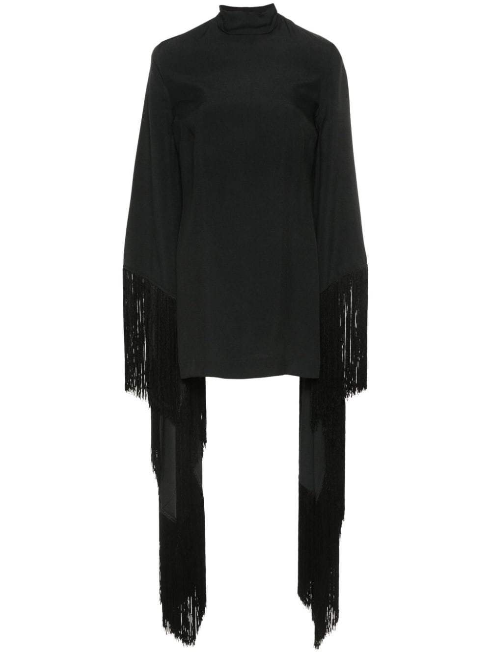 Shop Taller Marmo Del Mar Fringed Mini Dress In Black