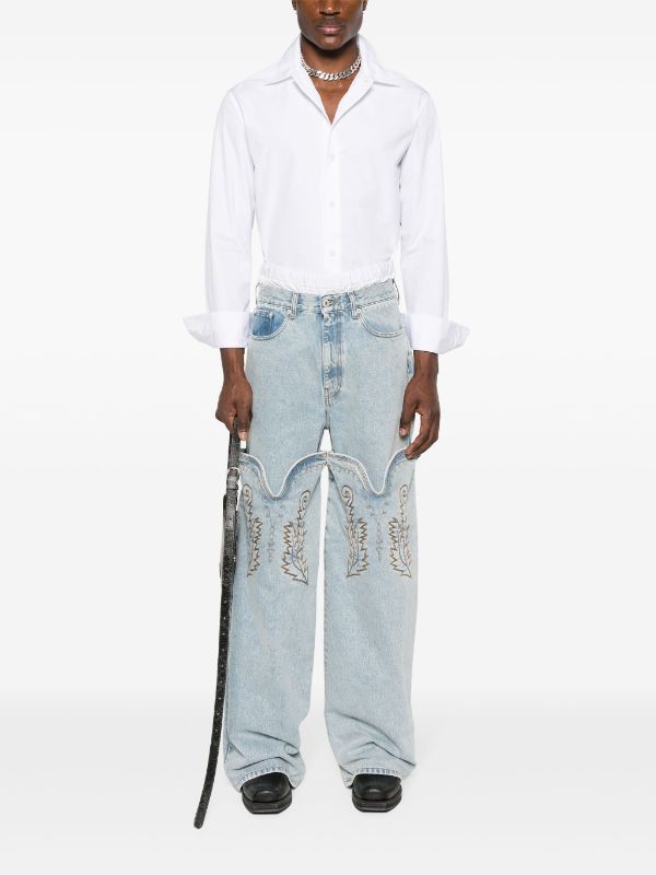 Y/Project Evergreen Maxi Cowboy Cuff Jeans | Blue | FARFETCH IN