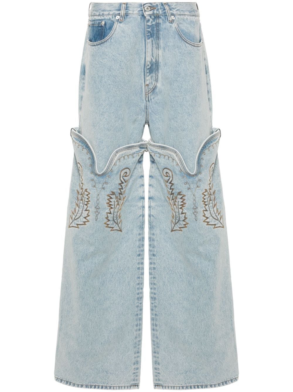 Shop Y/project Evergreen Maxi Cowboy Cuff Jeans In Blue