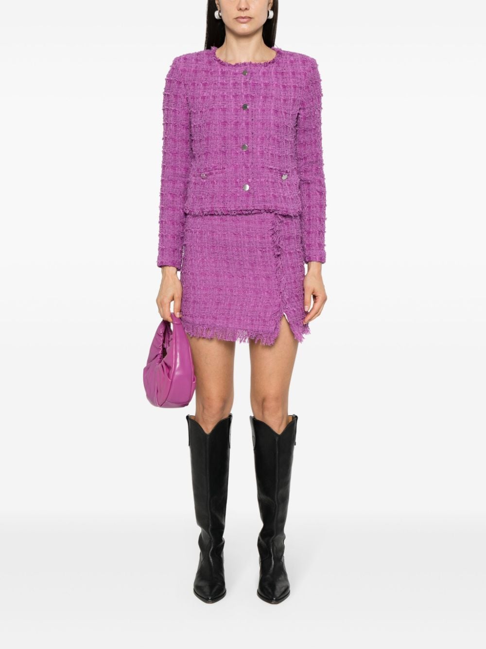 Shop Iro Rajane Bouclé Mini Skirt In Purple