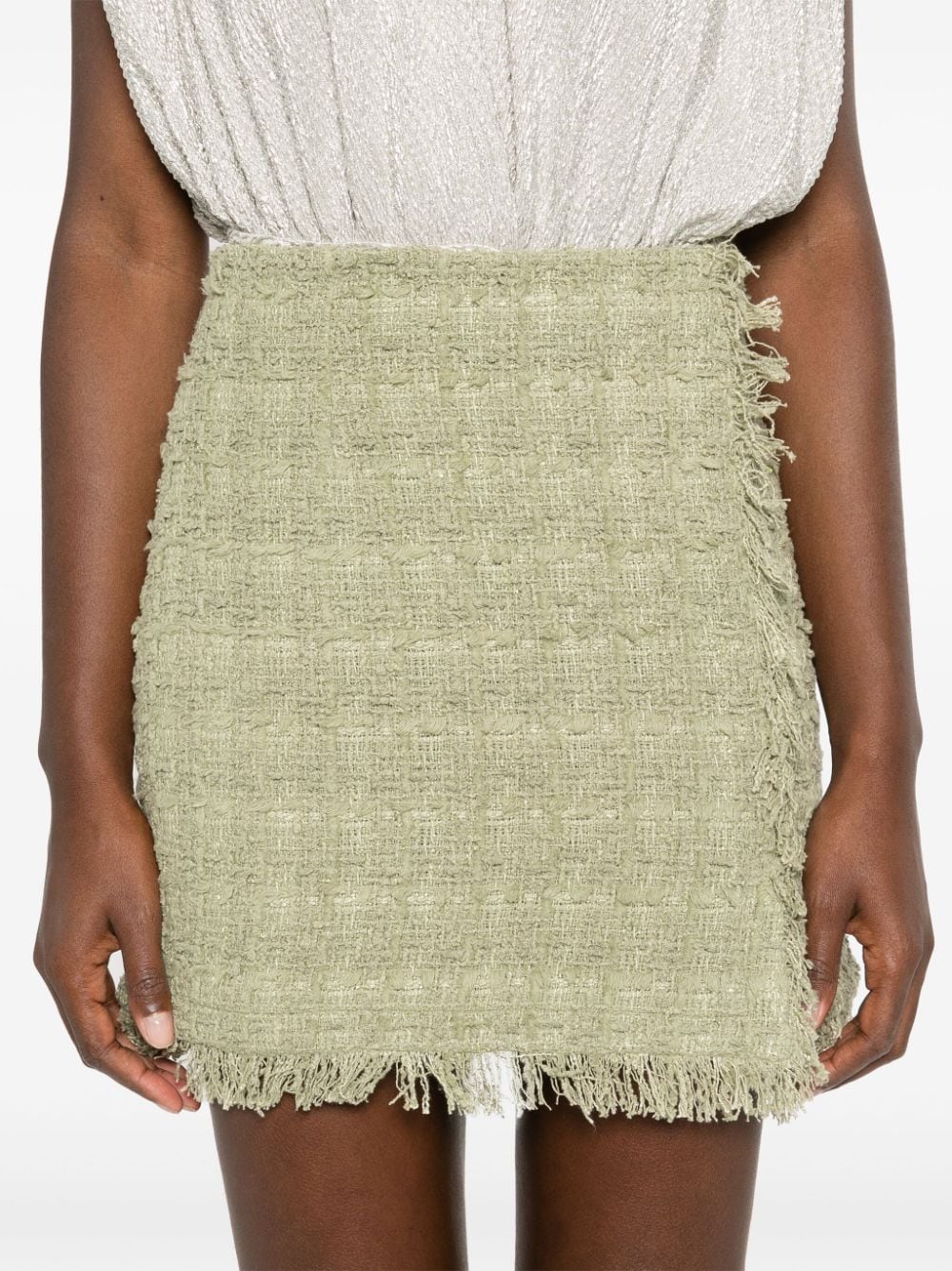 Shop Iro Rajane Tweed Skirt In Green