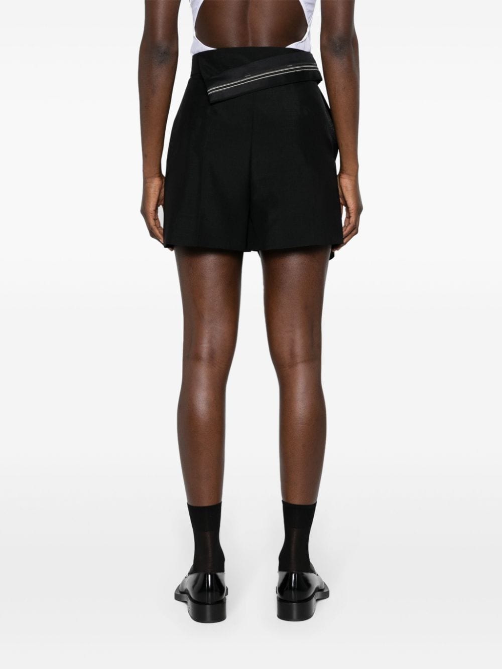 Shop Fendi Folded-waist Wrap Shorts In Black