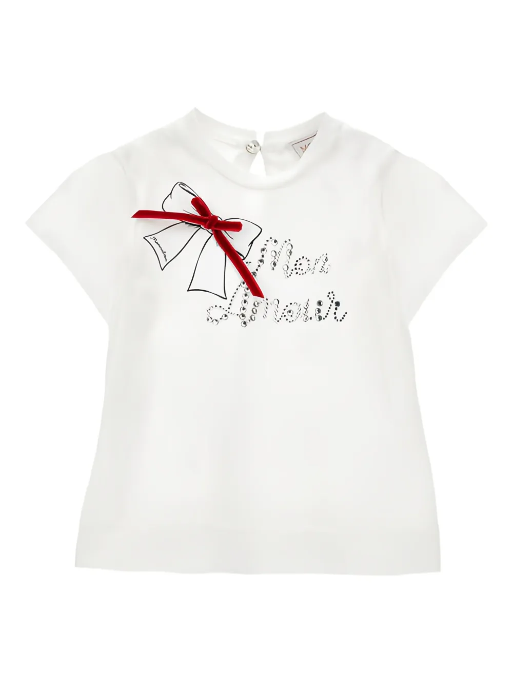 Monnalisa bow-embellished graphic T-shirt | White | Image 1