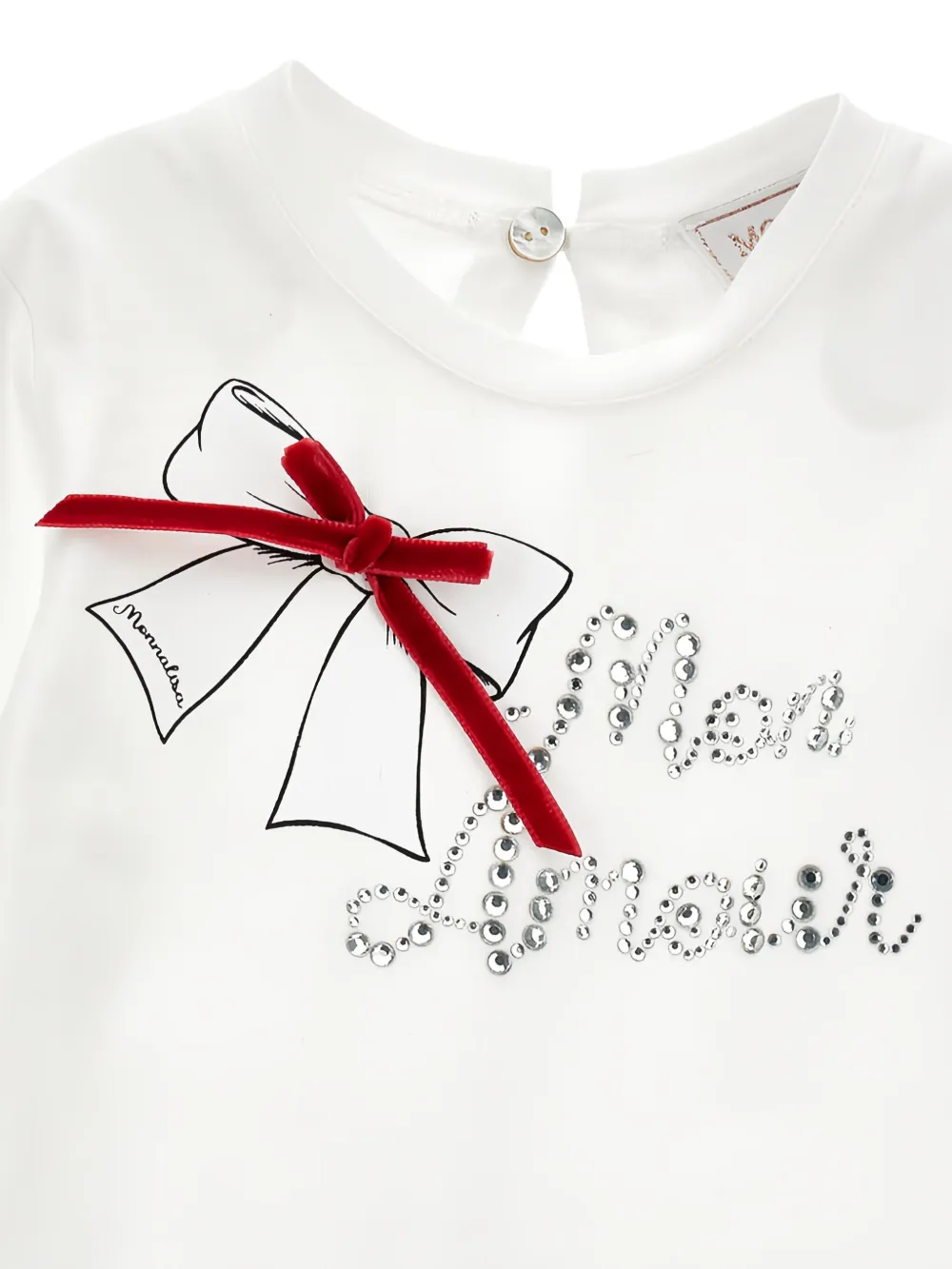 Monnalisa Bow-embellished Graphic T-shirt In White