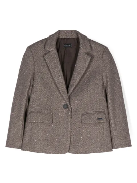 Monnalisa crystal-embellished herringbone blazer