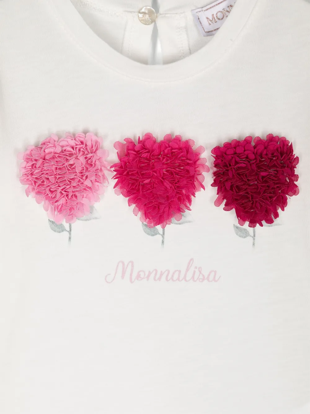 Monnalisa T-shirtjurk met bloemenpatch Wit