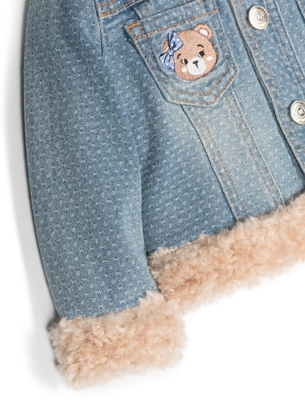 Monnalisa Spijkerjack met geborduurd logo Blauw