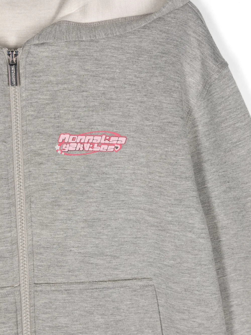 Monnalisa Hoodie met logoprint en rits Grijs