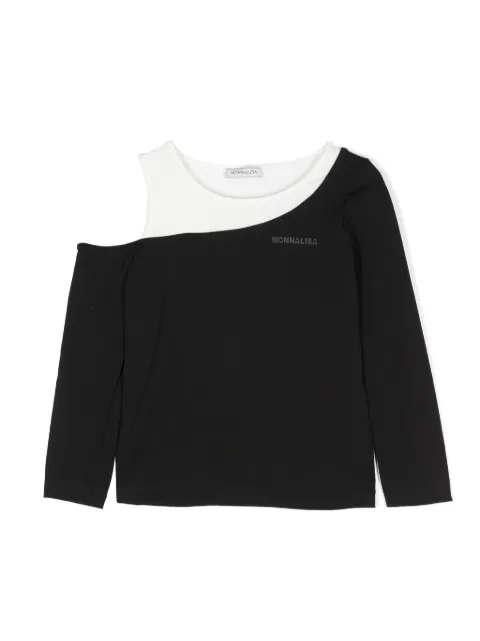 Monnalisa rubberised-logo asymmetric T-shirt