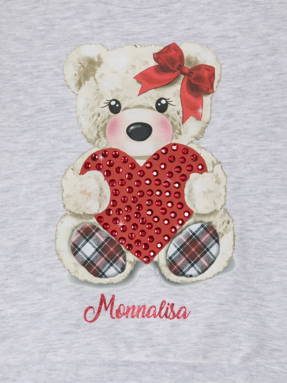 Monnalisa Katoenen sweater met teddybeerprint Grijs