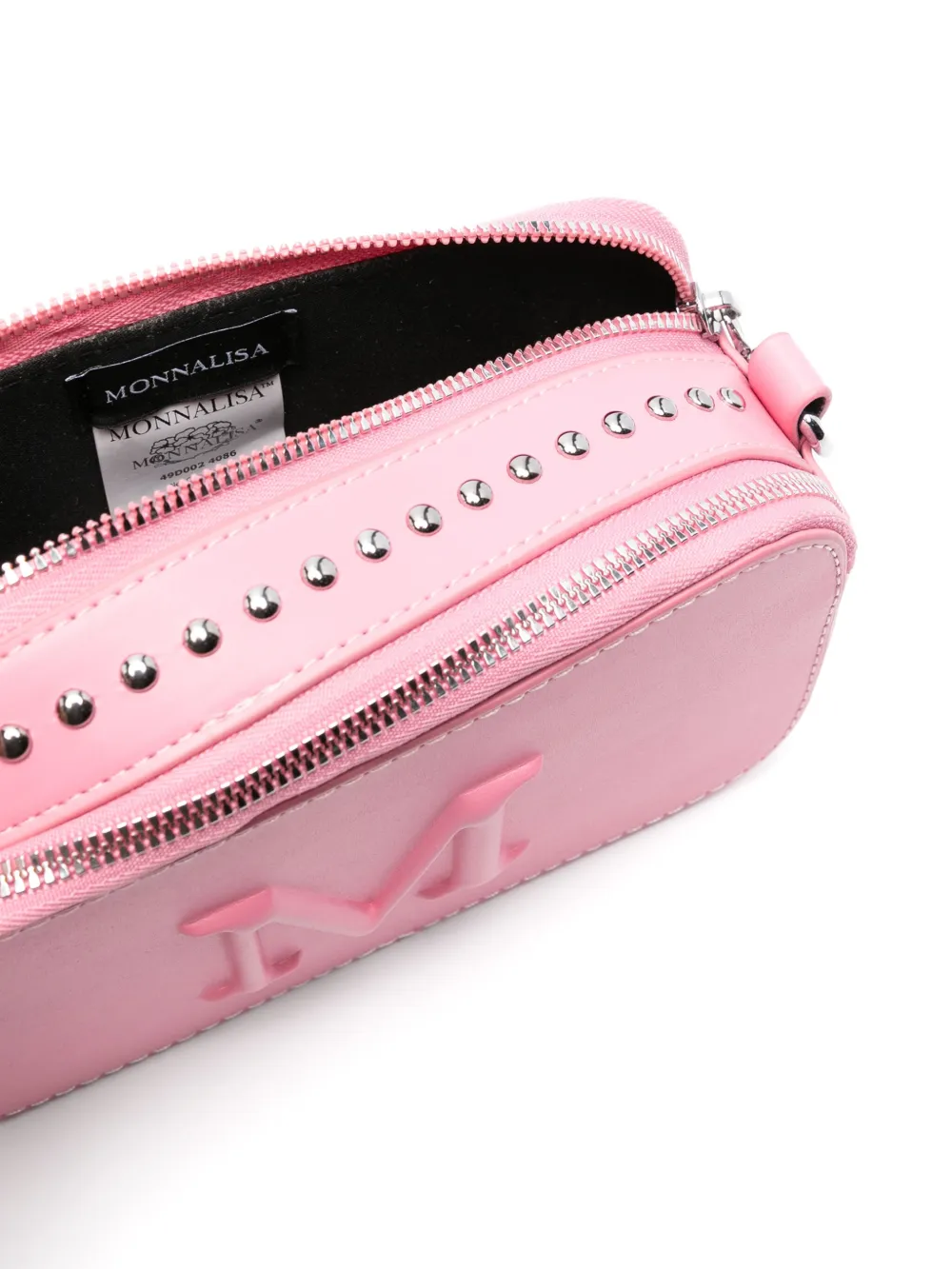 Monnalisa Schoudertas met logo-reliëf en studs Roze