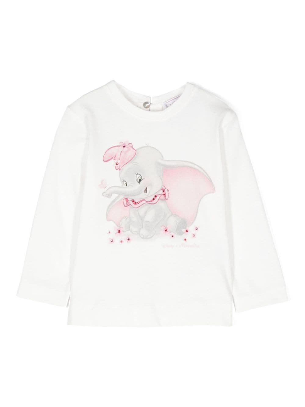 Monnalisa Babies' Circus Dumbo-print Cotton T-shirt In White