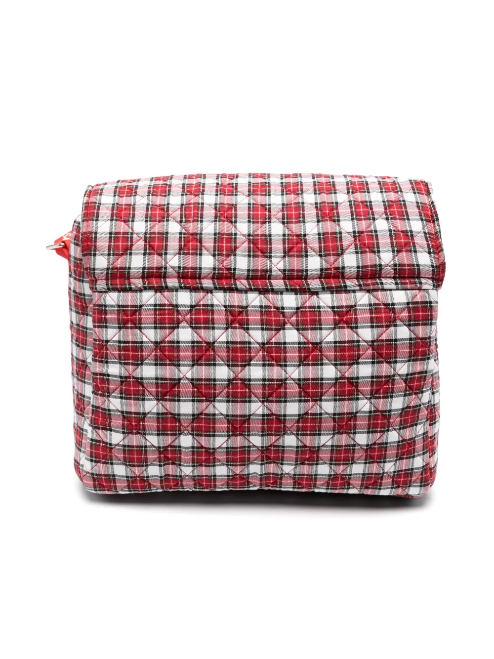 Monnalisa Tartan Quilted Changing Bag In Red