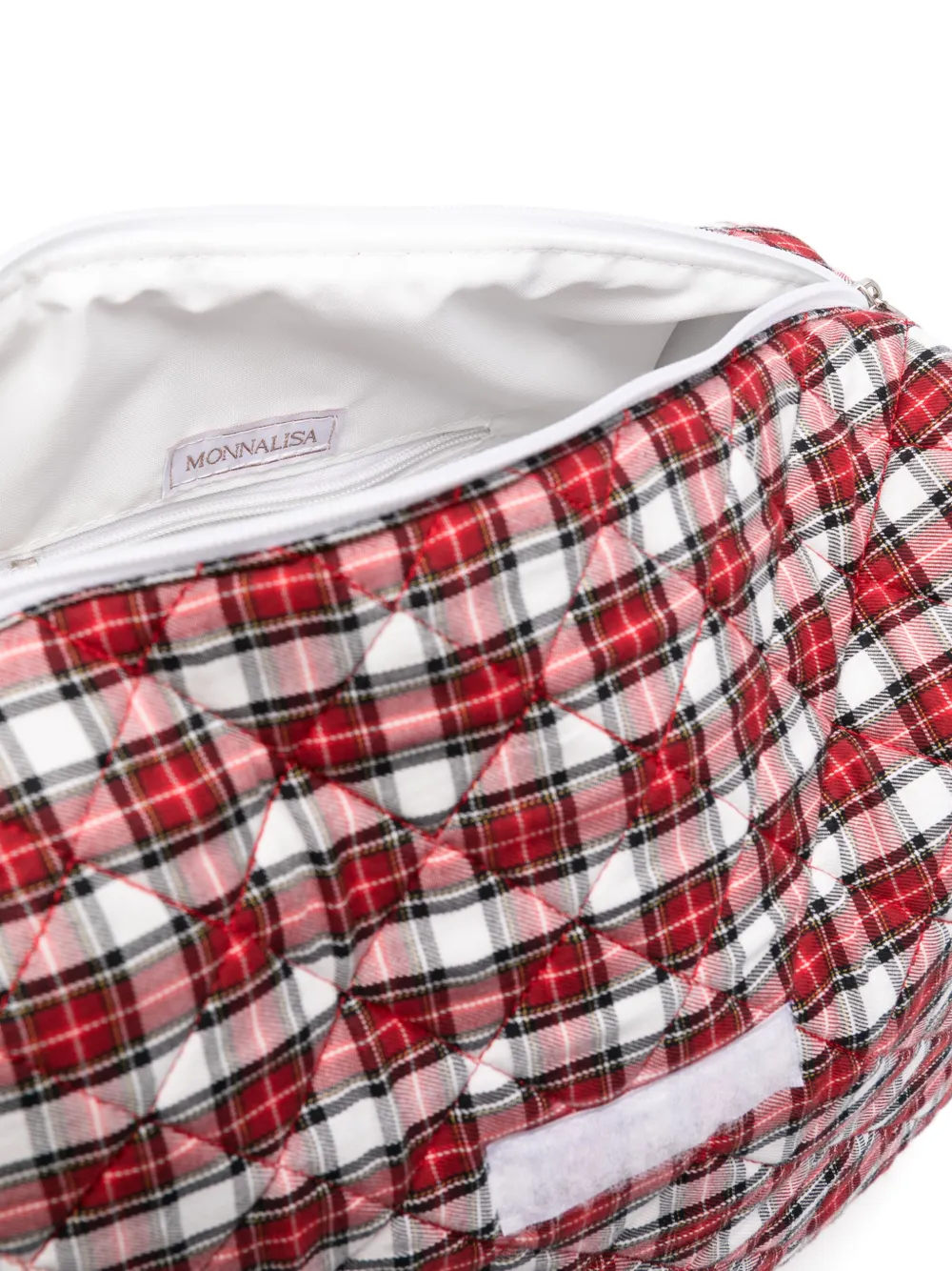 Monnalisa Tartan Quilted Changing Bag In Red