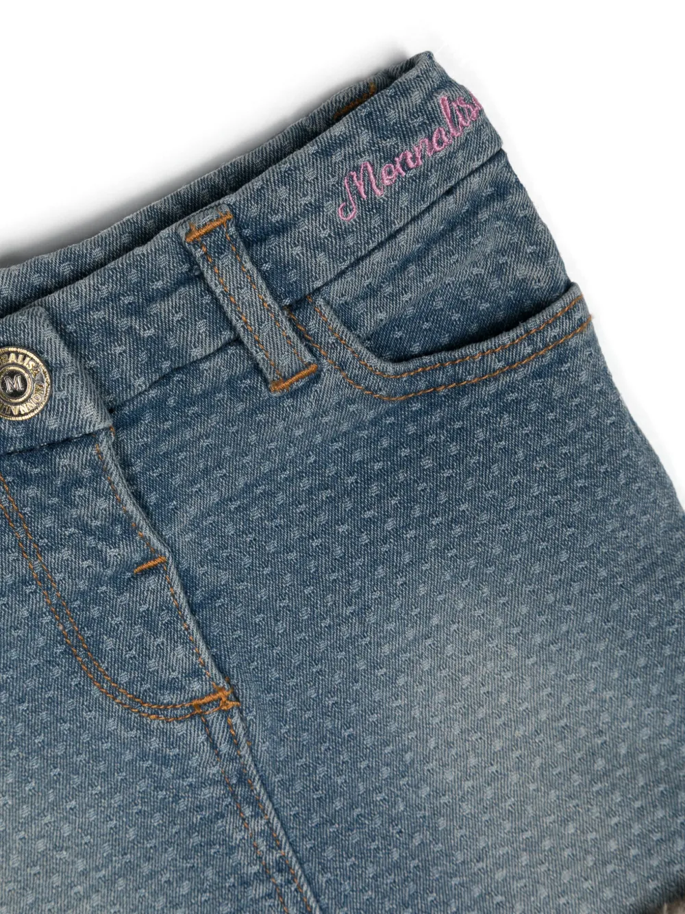 Monnalisa Spijkerrok met borduurwerk Blauw
