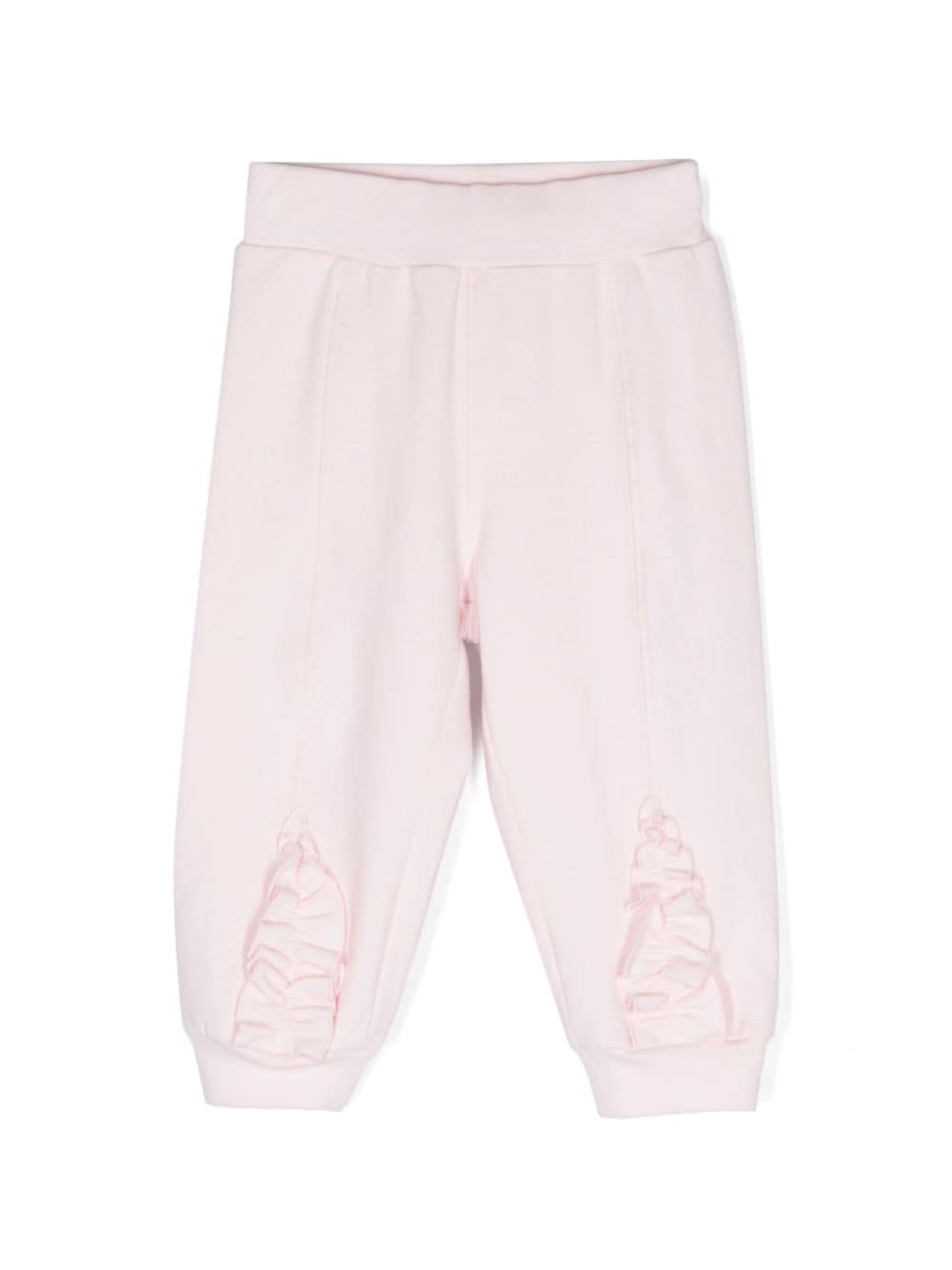 Monnalisa Babies' Logo-embroidered Ruffled Tapered Trousers In Pink