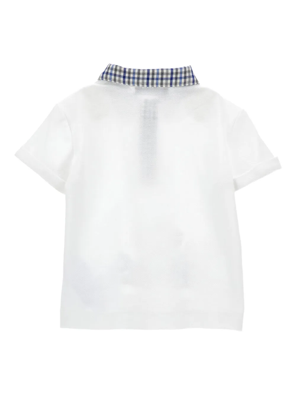 Monnalisa Poloshirt met geruite kraag en circusprint - Wit