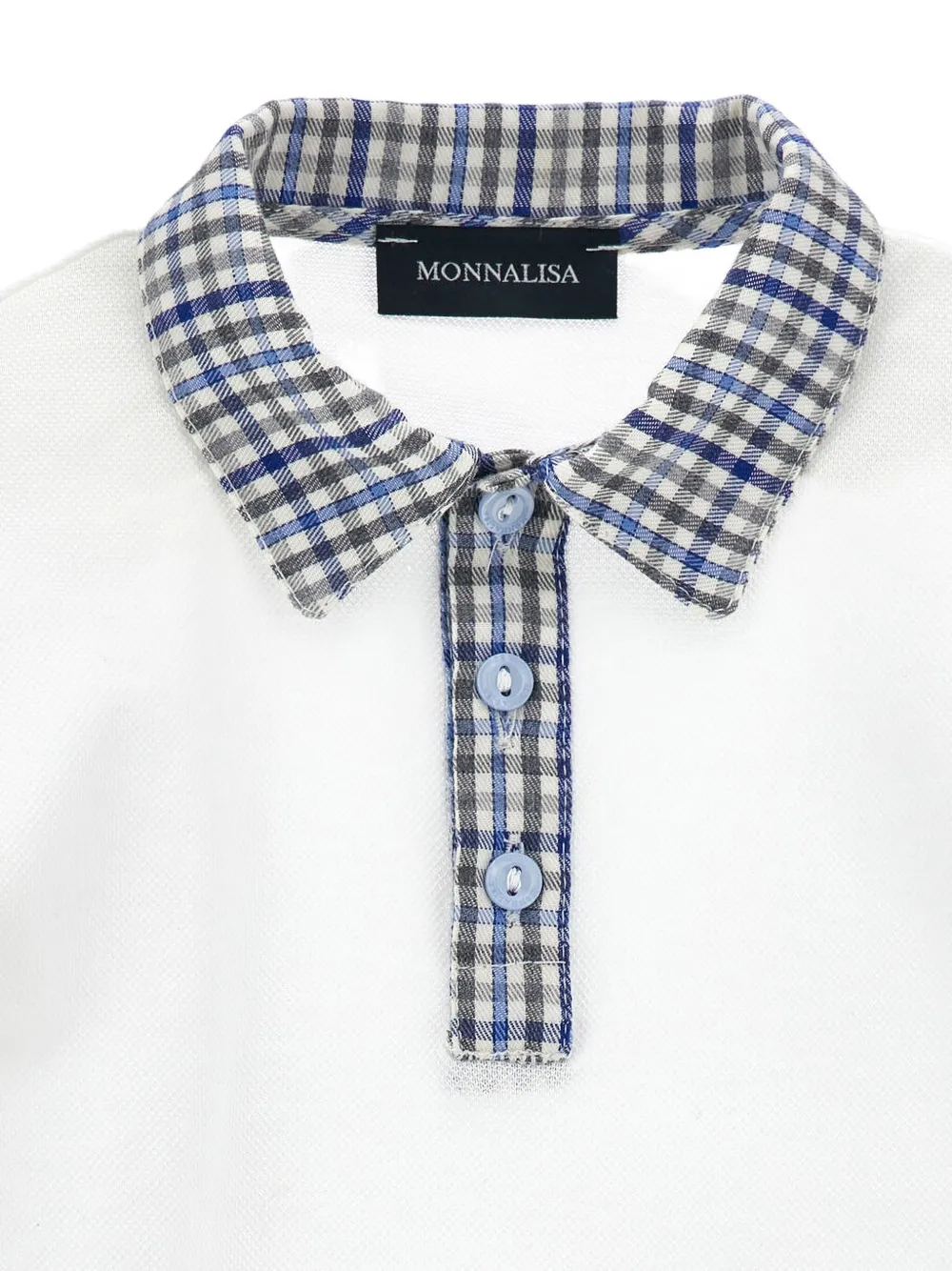 Monnalisa Poloshirt met geruite kraag en circusprint Wit