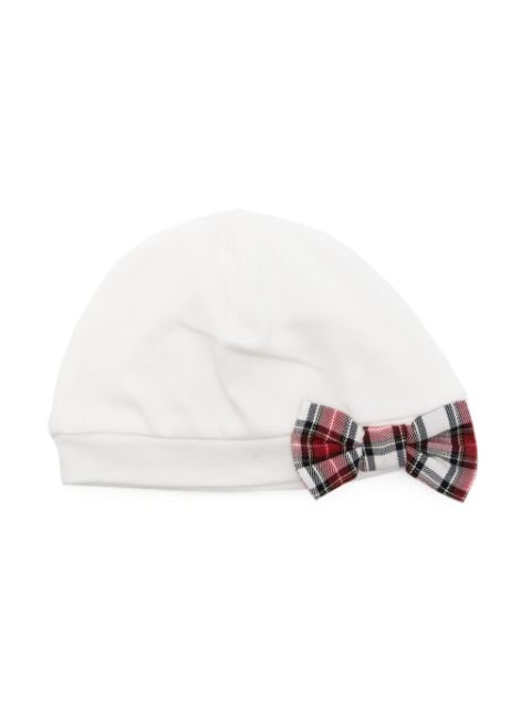 Monnalisa plaid-bow beanie