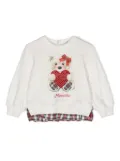 Monnalisa teddy bear-print jersey sweatshirt - White