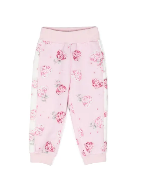 Monnalisa floral-print cotton track pants