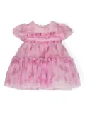Monnalisa printed mesh ruffled dress - Pink