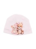 Monnalisa teddy bear-print beanie - Pink