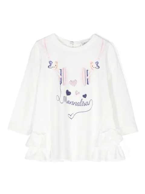Monnalisa Cuffie headphones-print cotton T-shirt