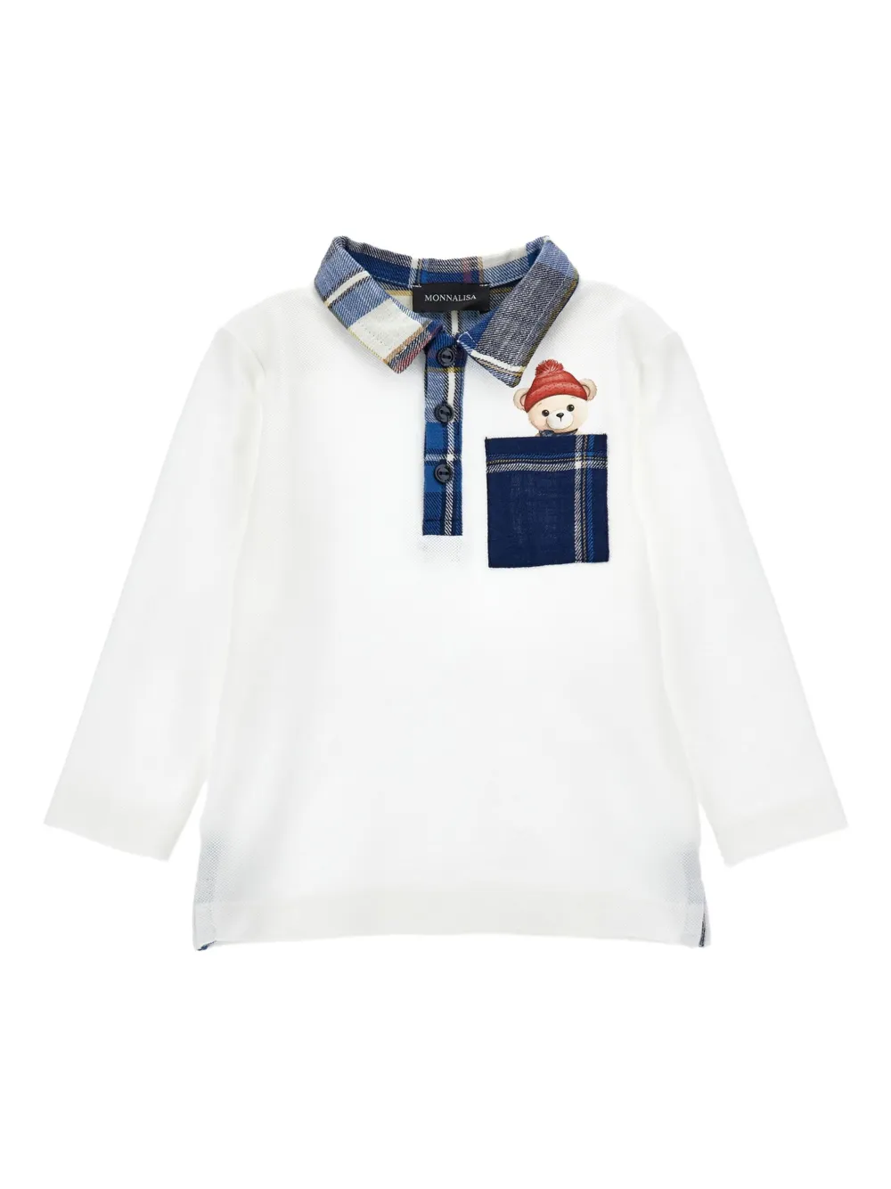 Monnalisa Teddy Bear-print Polo Shirt In White