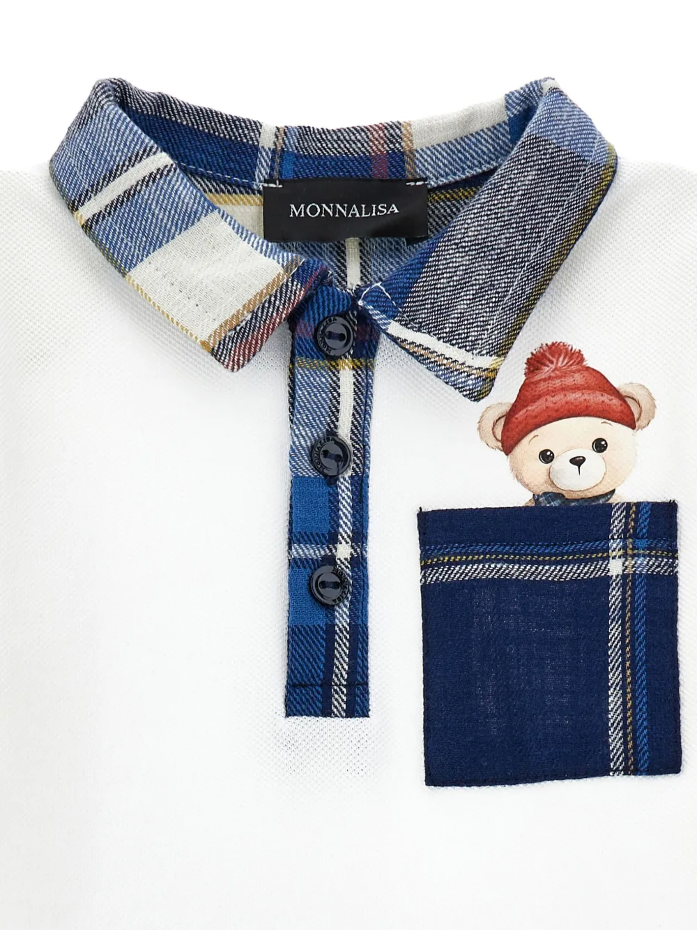 Monnalisa Teddy Bear-print Polo Shirt In White